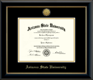 Arizona State University diploma frame - Gold Engraved Medallion Diploma Frame in Onyx Gold