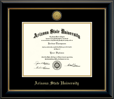 Arizona State University diploma frame - Gold Engraved Medallion Diploma Frame in Onyx Gold