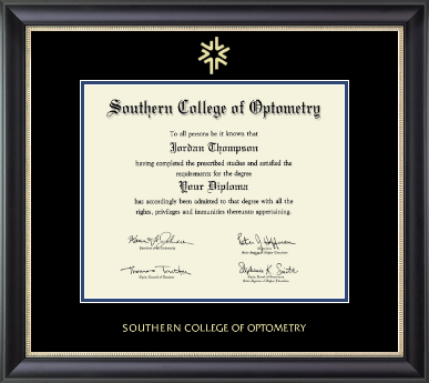 Southern College of Optometry diploma frame - Gold Embossed Diploma Frame in Noir
