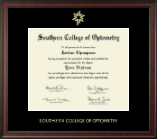 Southern College of Optometry Gold Embossed Diploma Frame in Studio