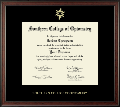 Southern College of Optometry diploma frame - Gold Embossed Diploma Frame in Studio