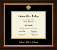 Judson Bible College Gold Engraved Medallion Diploma Frame in Murano