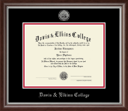 Davis & Elkins College Silver Engraved Medallion Diploma Frame in Devonshire