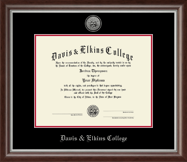 Davis & Elkins College diploma frame - Silver Engraved Medallion Diploma Frame in Devonshire