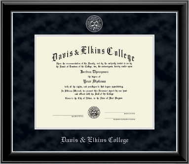 Davis & Elkins College diploma frame - Silver Embossed Diploma Frame in Onyx Silver