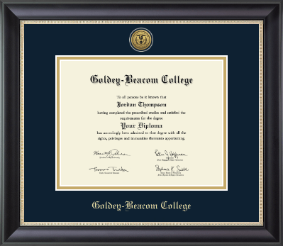 Goldey-Beacom College diploma frame - Gold Engraved Medallion Diploma Frame in Noir