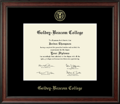 Goldey-Beacom College diploma frame - Gold Embossed Diploma Frame in Studio