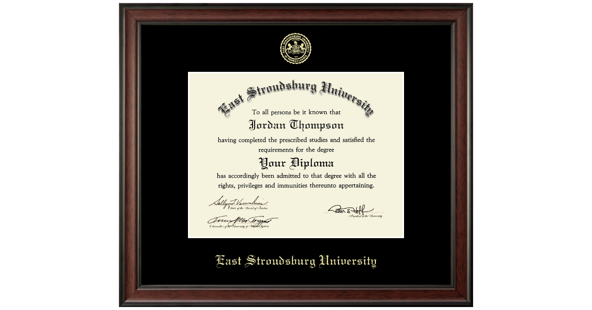 Gold Embossed Diploma Frame in Studio East Stroudsburg University