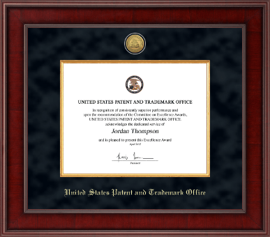 US Patent and Trademark Office certificate frame - Presidential Gold Engraved Certificate Frame in Jefferson