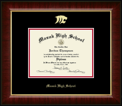 Masuk High School in Connecticut diploma frame - Gold Embossed Diploma Frame in Murano