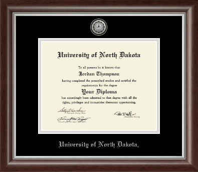 University of North Dakota diploma frame - Silver Engraved Medallion Diploma Frame in Devonshire