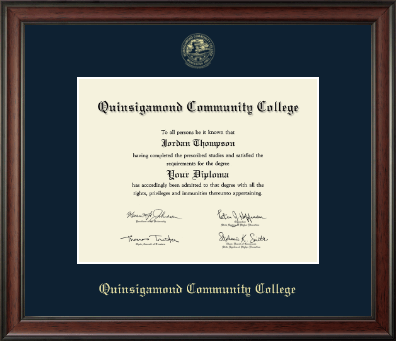 Quinsigamond Community College diploma frame - Gold Embossed Diploma Frame in Studio