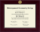 Quinsigamond Community College Century Gold Engraved Diploma Frame in Cordova