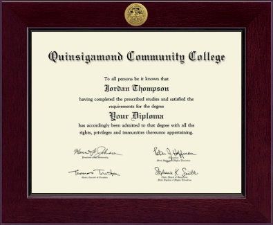 Quinsigamond Community College diploma frame - Century Gold Engraved Diploma Frame in Cordova