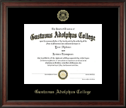 Gustavus Adolphus College diploma frame - Gold Embossed Diploma Frame in Studio
