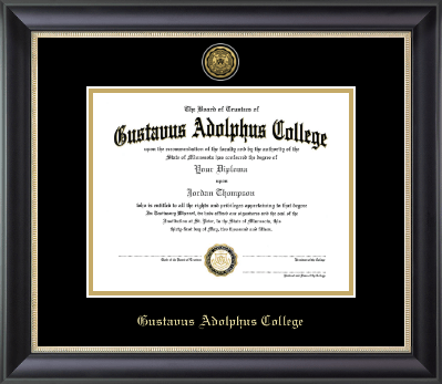 Gustavus Adolphus College diploma frame - Gold Engraved Medallion Diploma Frame in Noir