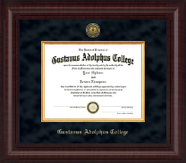 Gustavus Adolphus College Presidential Gold Engraved Diploma Frame in Premier