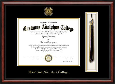 Gustavus Adolphus College diploma frame - Gold Engraved Tassel & Cord Diploma Frame in Southport