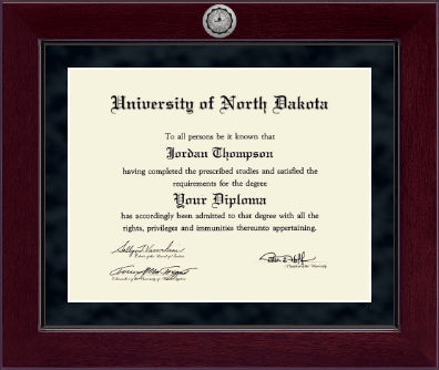University of North Dakota diploma frame - Millennium Silver Engraved Diploma Frame in Cordova
