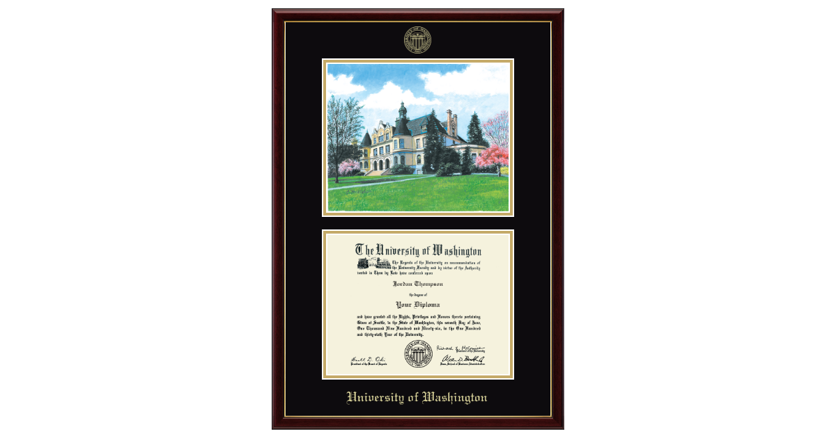 Cornice Per Diploma University Of Washington, In Legno, Misure 23,25 X 29,75 Pollici, Fatta A Mano Negli USA