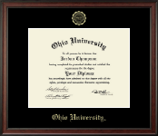 Ohio University Gold Embossed Diploma Frame in Studio