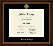 Albion College Gold Engraved Medallion Diploma Frame in Murano