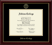 Albion College Gold Embossed Diploma Frame in Gallery