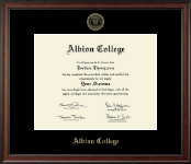 Albion College Gold Embossed Diploma Frame in Studio