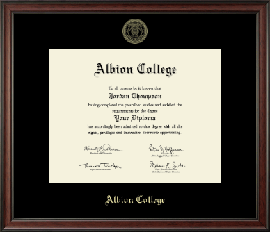 Albion College diploma frame - Gold Embossed Diploma Frame in Studio