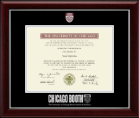 University of Chicago Booth School of Business Masterpiece Medallion Diploma Frame in Gallery Silver