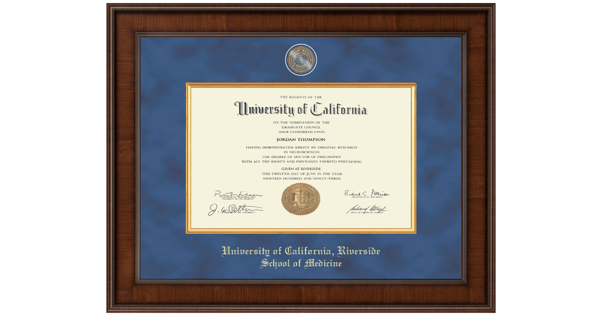 UCR School of Medicine Diploma Frames Church Hill Classics
