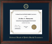 National Board of Public Health Examiners Gold Embossed Certificate Frame in Studio