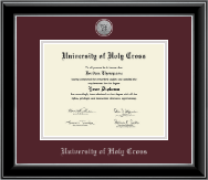 University of Holy Cross Silver Engraved Medallion Diploma Frame in Onyx Silver