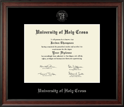 University of Holy Cross diploma frame - Silver Embossed Diploma Frame in Studio