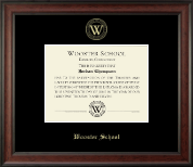 Wooster School in Connecticut Gold Embossed Diploma Frame in Studio