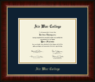 Air War College Gold Embossed Diploma Frame in Murano