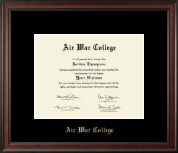 Air War College Gold Embossed Diploma Frame in Studio