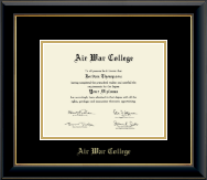 Air War College Gold Embossed Diploma Frame in Onyx Gold
