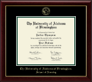 The University of Alabama at Birmingham Doctor of Nursing Practitioner- Gold Embossed Diploma Frame in Gallery