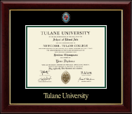 Tulane University Seal Masterpiece Medallion Diploma Frame in Gallery
