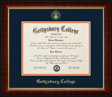 Gettysburg College diploma frame - Gold Embossed Diploma Frame in Murano