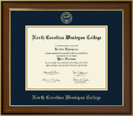 North Carolina Wesleyan College Gold Embossed Diploma Frame in Westwood