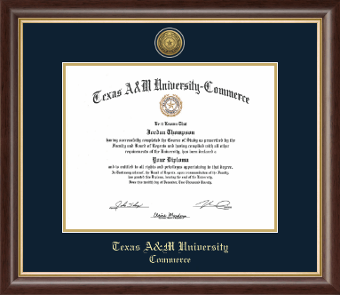 Texas A&M University - Commerce diploma frame - Gold Engraved Medallion Diploma Frame in Hampshire