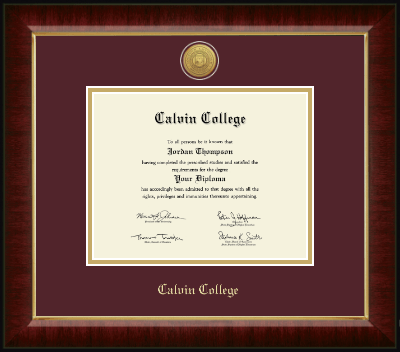 Calvin College diploma frame - Gold Engraved Medallion Diploma Frame in Murano