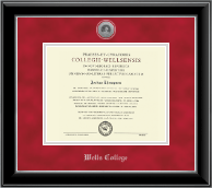 Wells College Silver Engraved Medallion Diploma Frame in Onyx Silver