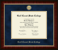 Gulf Coast State College Masterpiece Medallion Diploma Frame in Murano