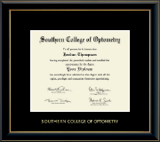 Southern College of Optometry diploma frame - Gold Embossed Diploma Frame in Onyx Gold