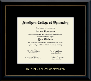 Southern College of Optometry diploma frame - Gold Embossed Diploma Frame in Onyx Gold