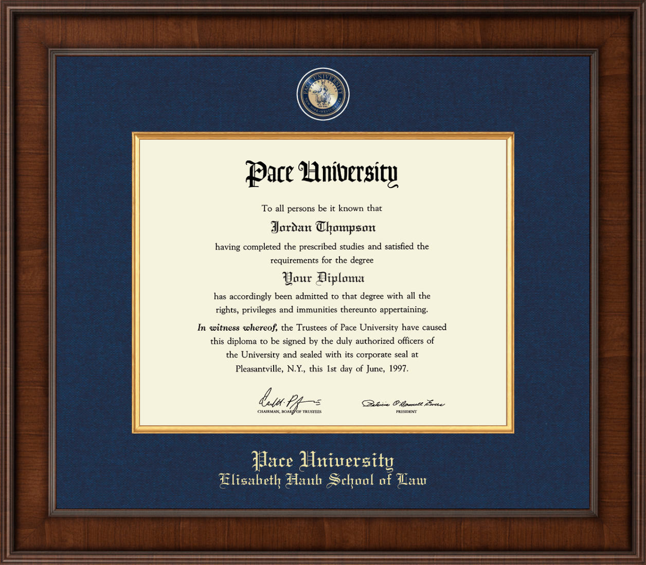 Pace University Presidential Masterpiece Diploma Frame in Madison