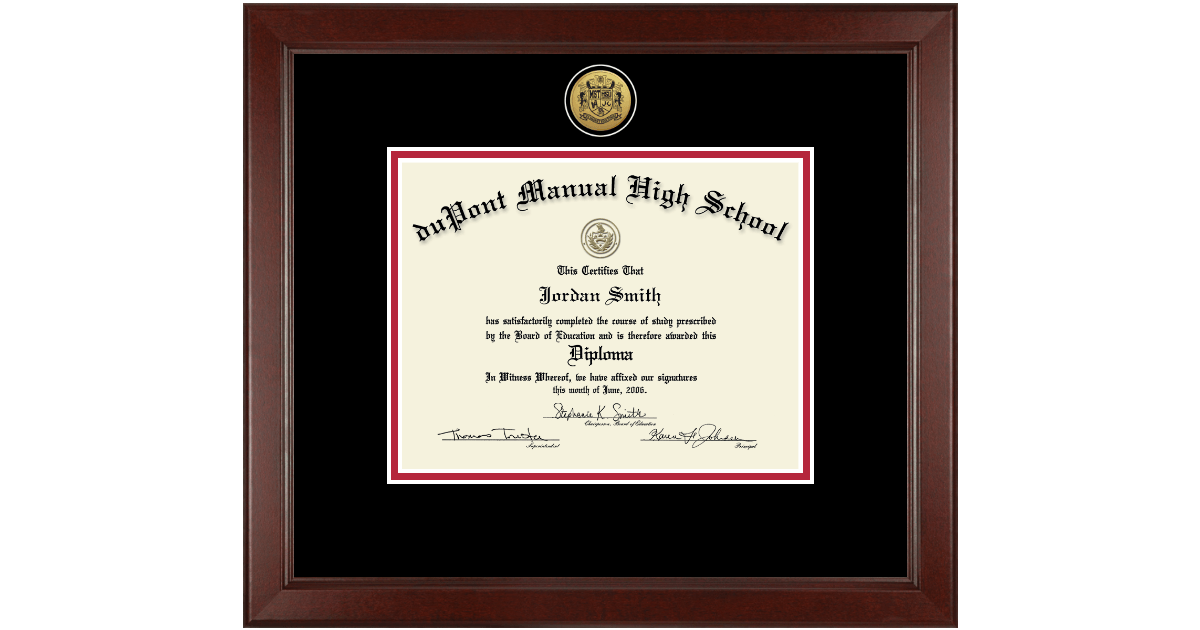 Dupont Manual High School In Kentucky Diploma Frames Church Hill
